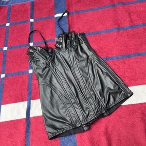 Savage X Fenty Caviar Black Stretch Renaissance Rose Corset shapewear